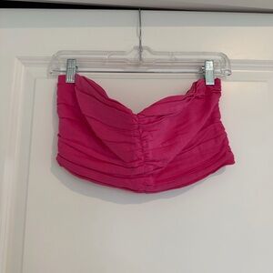 Zara Bright Fuchsia Strapless Ruched Crop Top